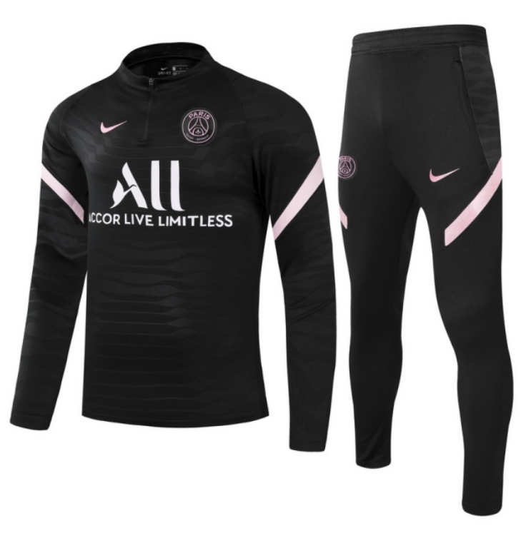 PSG Black Training Kits Sweater with Trousers 2020/21